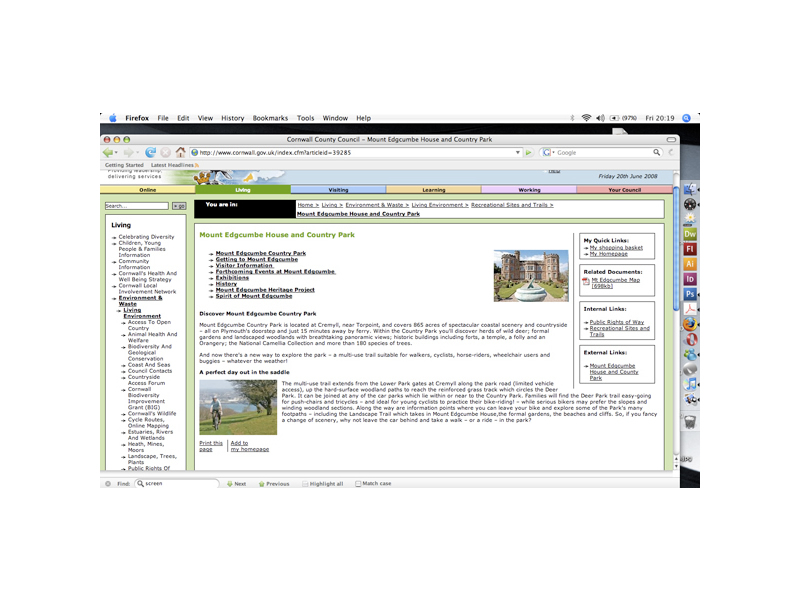 Cornwall county council websites.