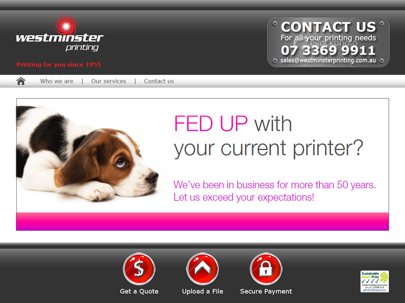 Westminster Print, coding and implementation of website.